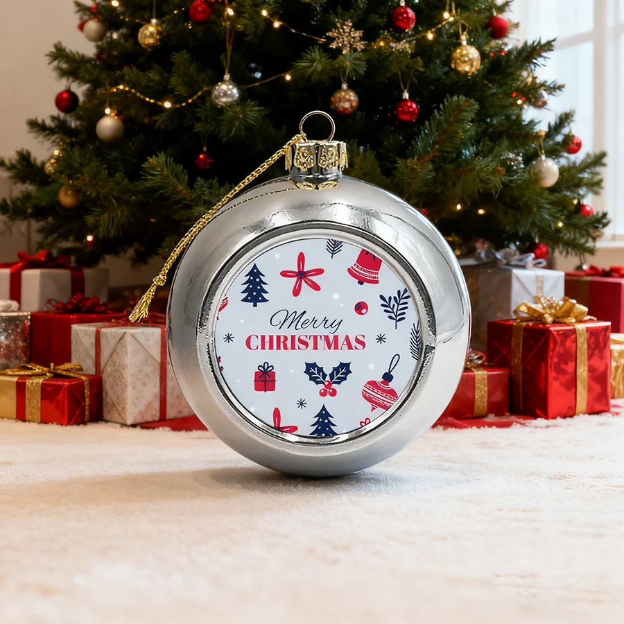 Topjlh DIY Personalized Hanging Christmas Balls Blank Sublimation Ornaments Custom Print Sublimation Ornament Ball