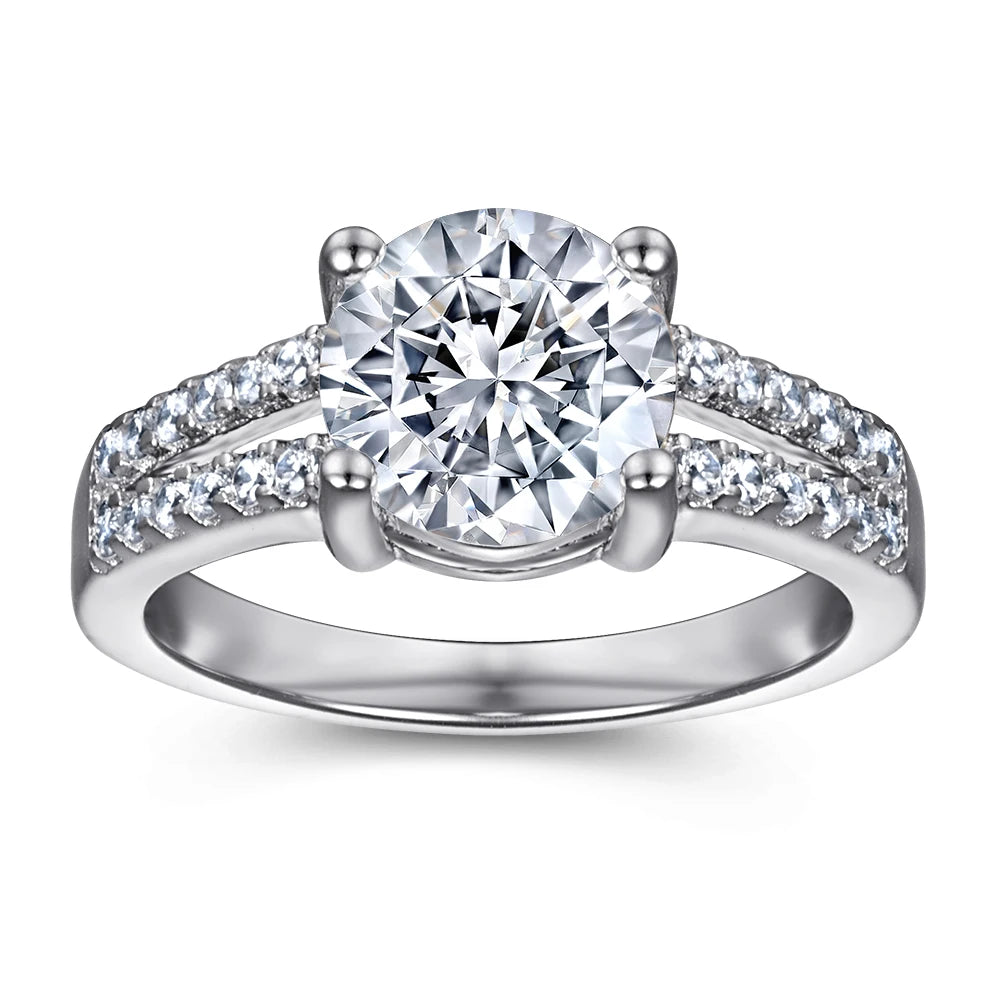 Split Shank Design Solitarie Jewelry Rings Round Brilliant Cut Cubic Zircon 925 Sterling Silver Engagement Ring