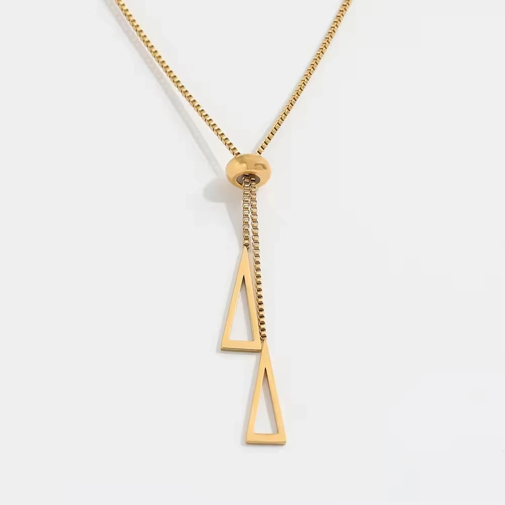 Korean Version 18K Gold Plated Stainless Steel Necklace Simple Size Geometric Triangle Collar Bone Chain Fashion Jewelry