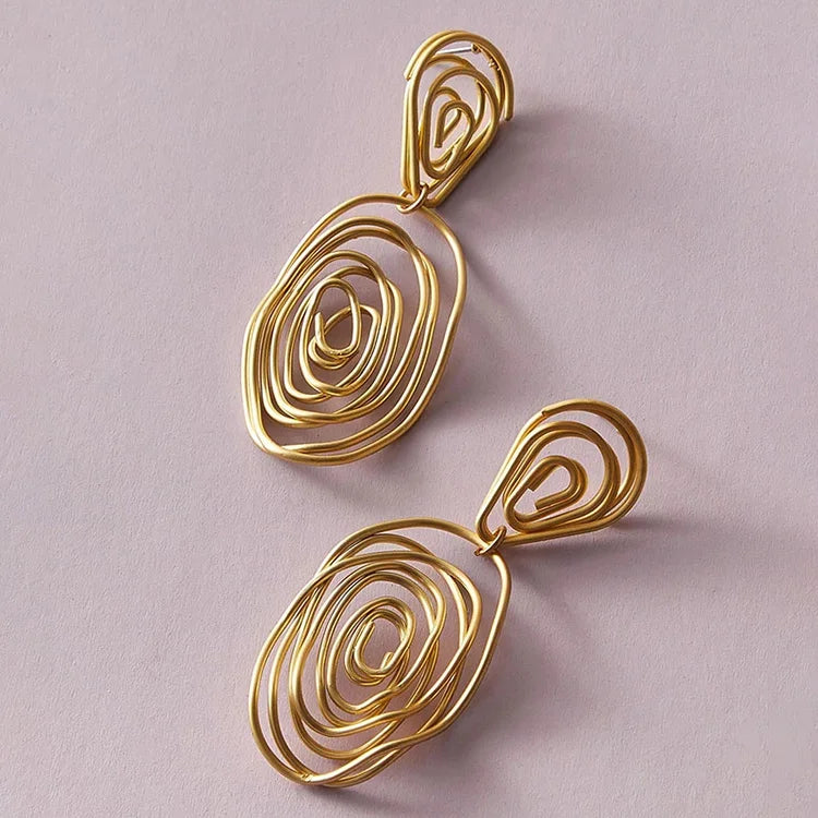 Charming Gold Color Irregular Geometric Drop Dangle Alloy Metal Earrings for Women