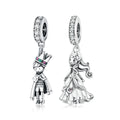 New 925 Sterling Silver Clear CZ Cute Little Princess Prince Pendant Charms for Women Orginal Bracelet or Necklace Jewelry