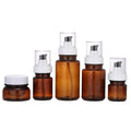 40ml 60ml 100ml 120ml 180ML PET Lotion Pump Bottle Brown Plastic Amber Color Essence Serum Skincare Cream Jar 30g 60g
