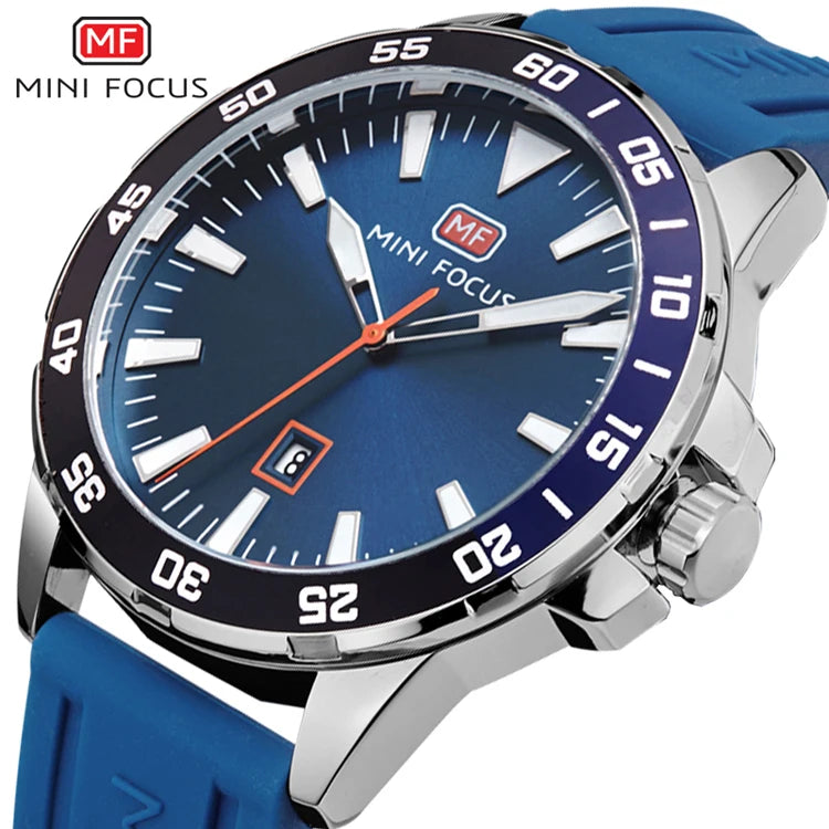 MINI FOCUS 0020 Luxury Custom Watch Silicone Band Men's Watches Calendar Waterproof Sport Quartz Watches Men Relogio Masculino