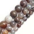 Smooth 6/8/10MM Round Natural Gray Botswana Agate Semi Gemstone Beads 15-inch Strand for Jewelry Making DIY