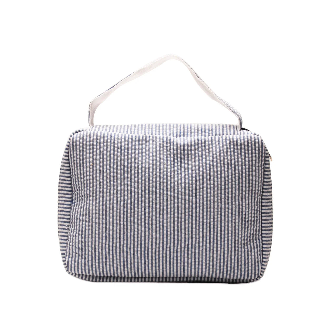 Customizable 100 Pcs Women Cotton Seersucker Stripes Pink Lavender Bible Cover Wholesale Navy and White Seersucker Book Case