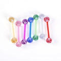 Fashion Jewelry Body Chain 14G Soft Rod Flash Ball Piercing Tongue Nail Tongue Ring Wholesale