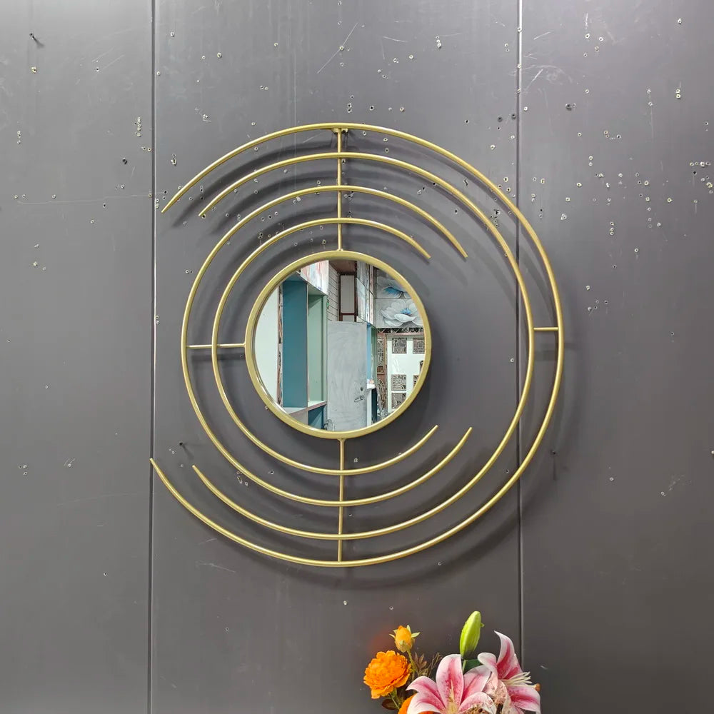 70cm Large Iron Modern Creative Home Furniture Decorative Wall Mirrors Wall Hanging Round Gold Mirror for Living Room