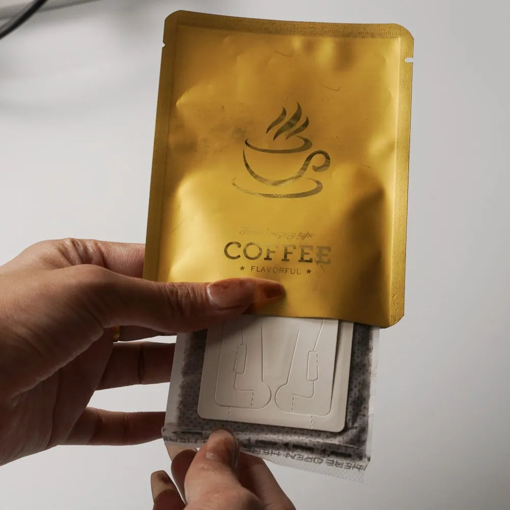 Custom Laminated Biodegradable Food Grade Side Gusset Drip Cafe Filter Bags Ear Tea Coffee Hanging Packaging