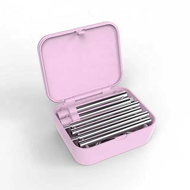 Foldable Outdoor Pocket Size Collapsible Ss304 Screw Straw Tableware Cutlery Flatware Set