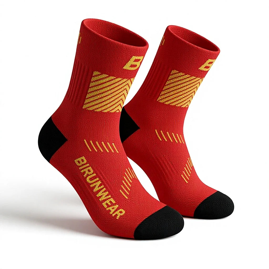 Custom Design Men's Basketball Sports Socks Long Ribbed Cotton Spandex Quick Dry Anti-Slip High Crew Cuff Jacquard Printed