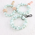 2023 Hot Sale Eco-Friendly Handmade Silicone Leaf Print Beaded Cartoon Bracelet Key Chain with Customizable Design
