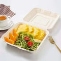 Senang01 Biodegradable Microwavable Rectangle Disposable Food Containers Lid Sugar Cane Pulp Material Food Packaging