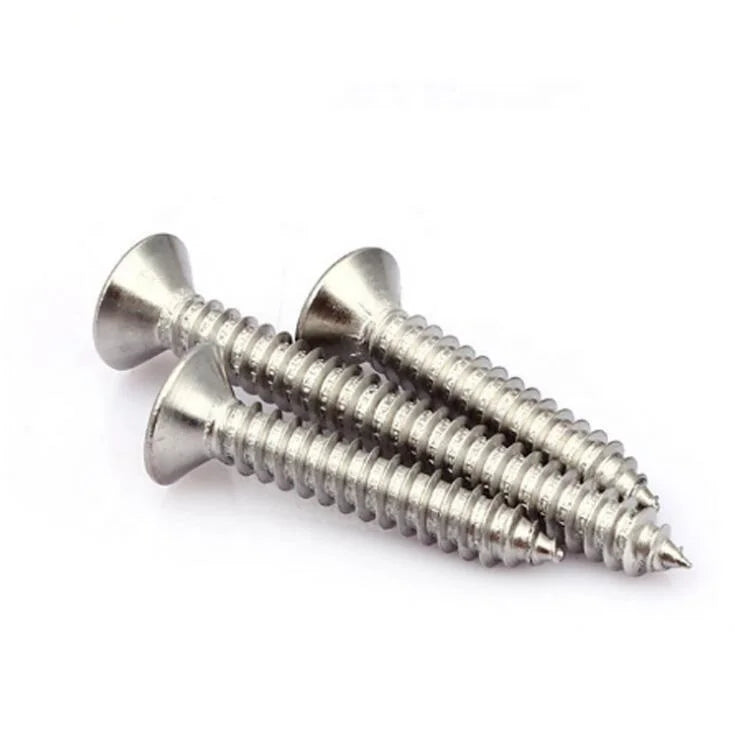 Stainless Steel 316  Silver Nickel Cross Recessed Countersunk Flat Head Self Tapping Screws