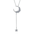 Eternal Star and Moon Necklace Fine 925 Sterling Silver Clasp Chain Jewelry Vvs D Colour Moissanite Necklace Women's Gifts