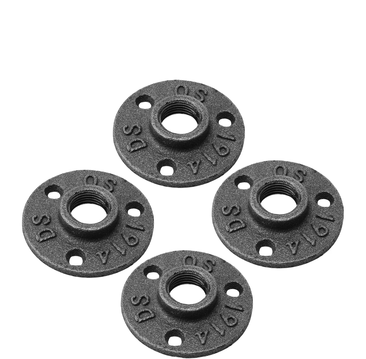 1/2 Inch Floor Flanges with 3 Threaded Holes Home Malleable Iron Pipe Fittings for DIY Project Furniture