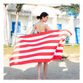 Personalized Custom Printed Huge Double Size Micro Fibre Sand Free Microfiber Stripe Beach Towel With Pocket for Adult