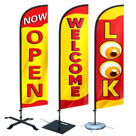 Outdoor Custom Advertising Exhibition Teardrop Flag OPEN Printing Event Promotion Advertisement Advertising Feather Flag