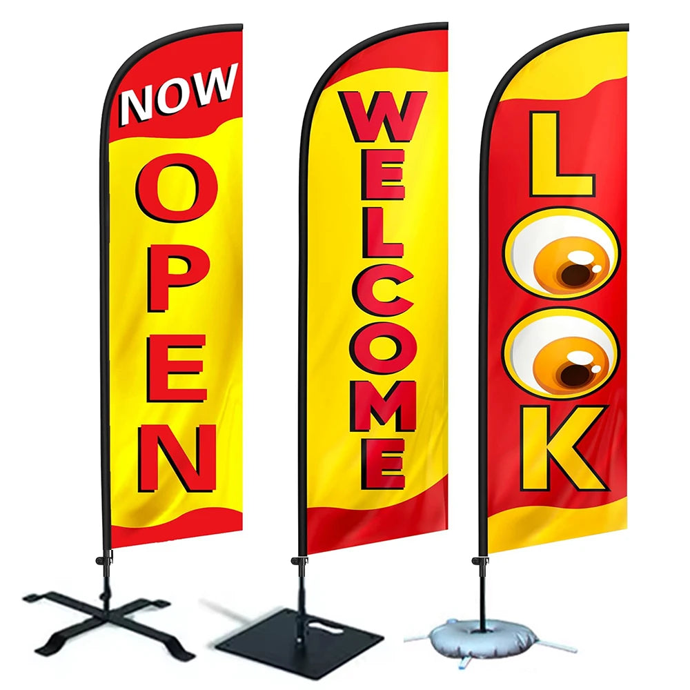 Outdoor Custom Advertising Exhibition Teardrop Flag OPEN Printing Event Promotion Advertisement Advertising Feather Flag