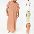 Khamis Spun United Arab Polyester Emirates Islamic Clothing Mens Kurta Pajama Thobe Alshiaka Men Designs for Stitching Short Sle