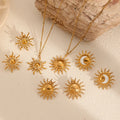 Dainty Zircon Sun Moon Necklace Earring Charms Pendant Set 18K Gold Plated Tarnish Free Stainless Steel Waterproof Jewelry