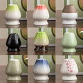Japanese Style Ceramic Matcha Stand Flower Pattern Whisk Holder Green Tea Chasen Holder Stand for Matcha Bamboo Whisk Holder