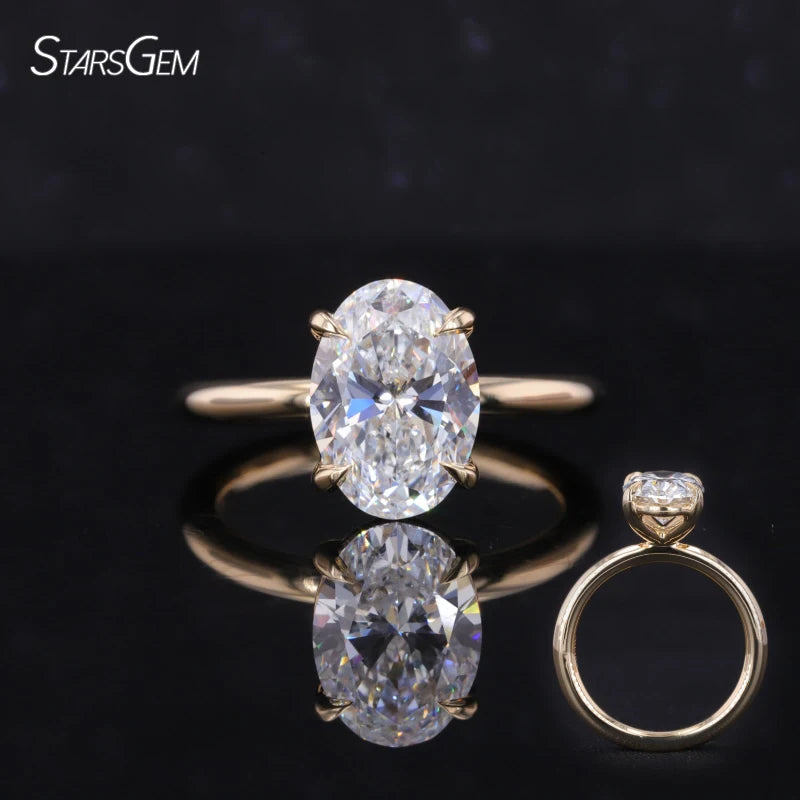 Starsgem Diamond Jewelry 2CT DEF VS Oval Shape Brilliant Cut HPHT CVD IGI Lab Grown Diamond 14K Yellow Gold Engagement Rings