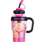 Plastic Tumbler with Lid and Straw Tumbler with Handle Ice Cream Water Bottle With Straw and Tea Infuser