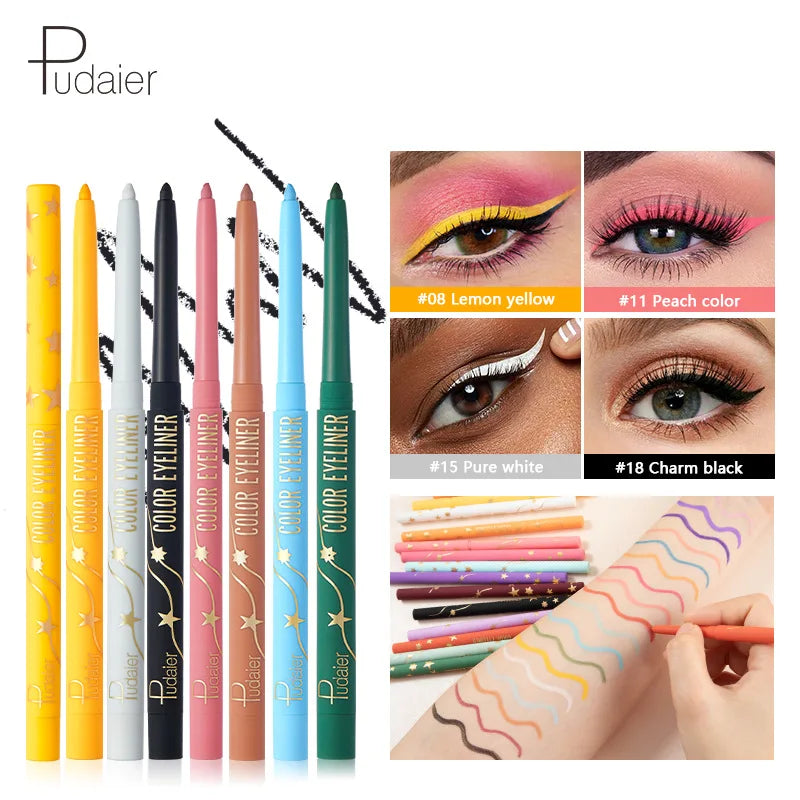 Free Sample Waterproof High Pigment Colored Eyeliner Pencil Private Label Long Lasting Non-fade Smooth Matte Eyeliner Pen