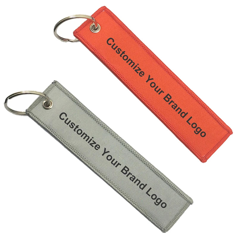 Manufacturer Custom Key Chain Personalized Cartoons Custom Logo Embroidery Fabric Woven Key Tag Airplane Jet Tag Keychain