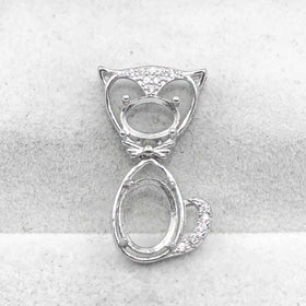 Sterling Silver 5*7+7*9mm Semi Mount Pendant Empty Frame Blank Support Claw Setting S925 Base Without Center Stone for DIY Inlay