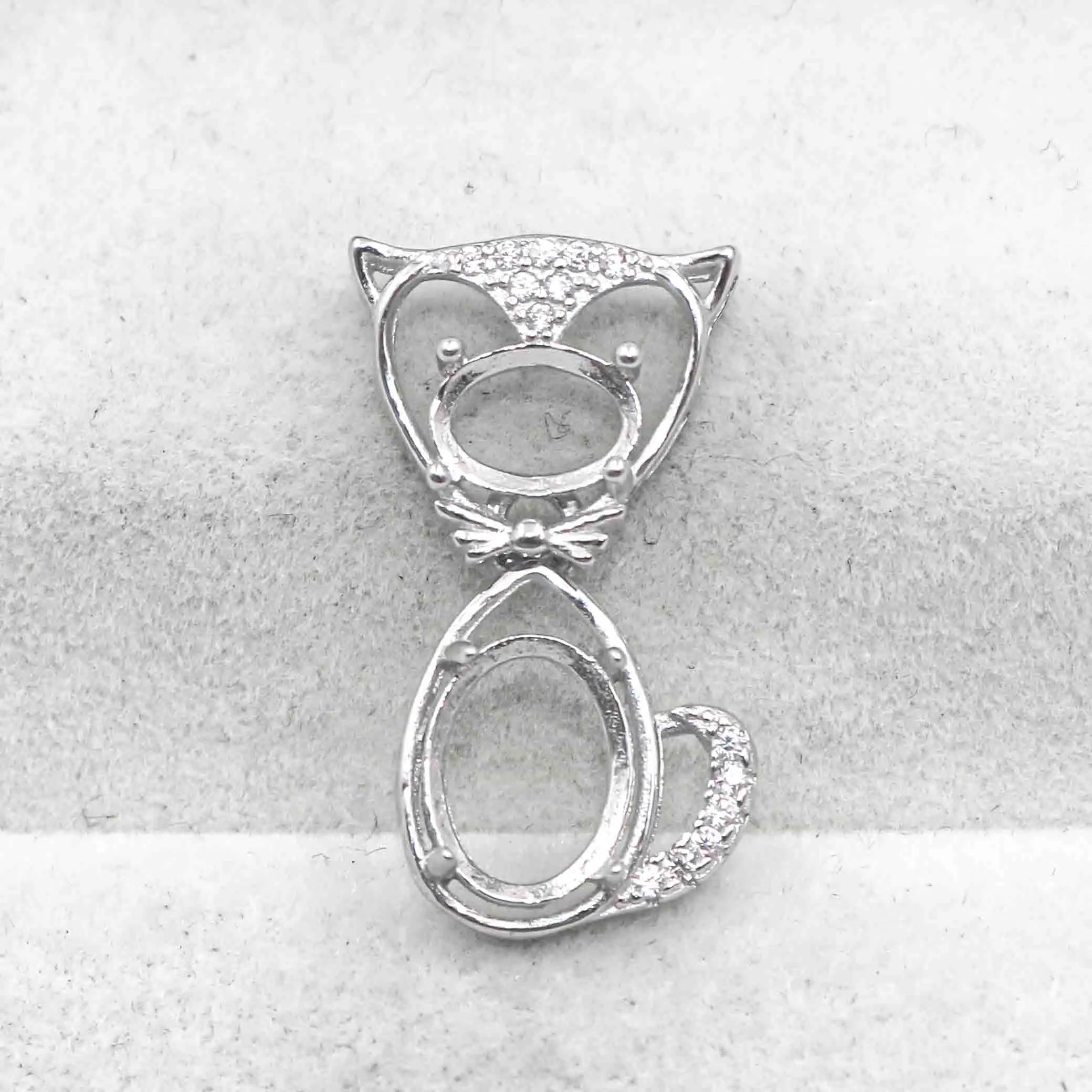 Sterling Silver 5*7+7*9mm Semi Mount Pendant Empty Frame Blank Support Claw Setting S925 Base Without Center Stone for DIY Inlay