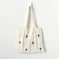 Wholesale Custom Embroidered Flower Wool Knitted Tote Bags Handmade Crochet Design for Women Open for Summer Autumn Winter