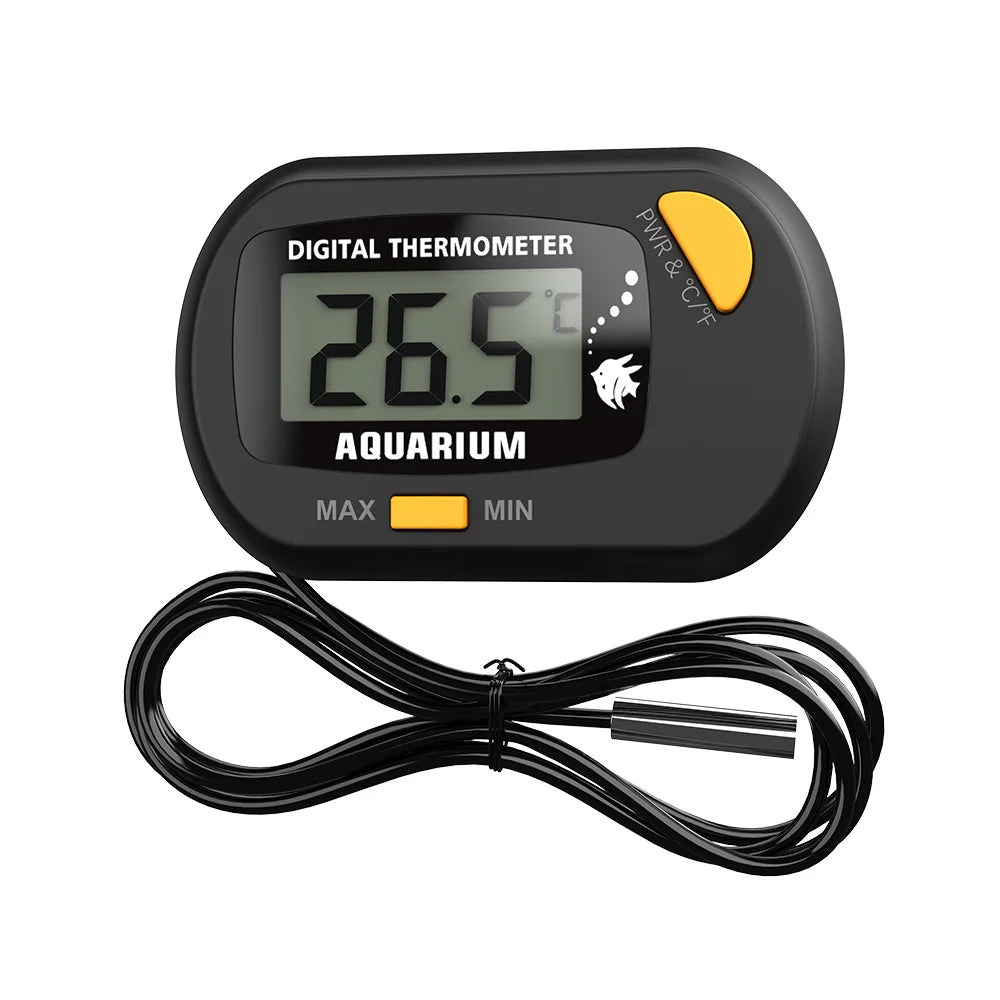 Digital Electronic Aquarium Thermometer Fish Waterproof Probe 25W Power Plastic Lightweight Oval Living Temperature Control