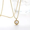 Fashion Vintage 18K Gold Plated Stainless Steel Jewelry Bead Chain Pearl Pendant Necklace for Women