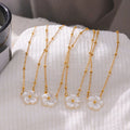 Exquisite and Minimalist Stainless Steel White Shell Flower Pendant Necklace in Stock Waterproof 18k Gold-plated Women's Jewelry