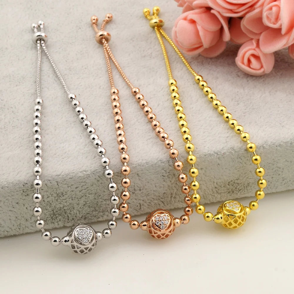 925 Sterling Silver Adjustable Bracelet Beads Bracelets for Woman Fashion VME Jewelry