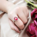 Fine Jewelry 925 Sterling Silver Ring Oval Lab Created Ruby Gemstone Ring for Girls