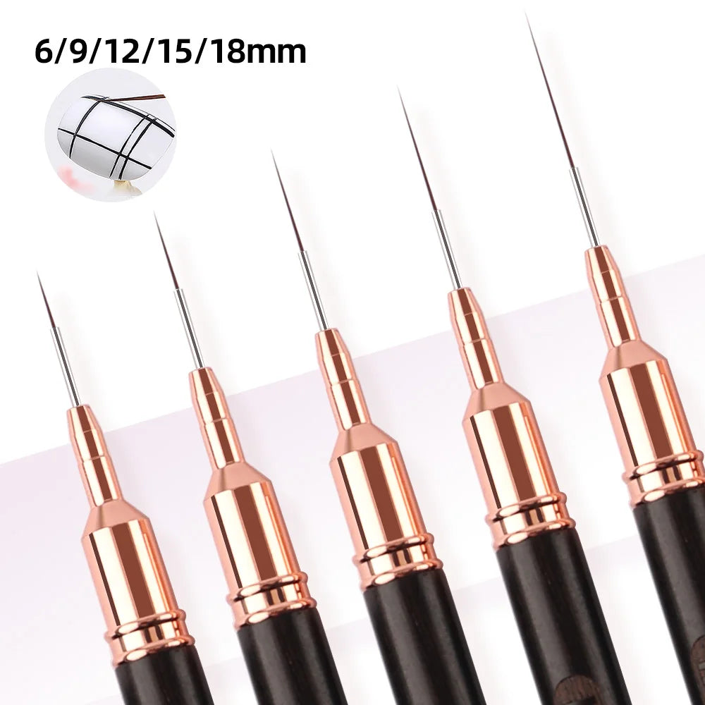 Professional Wood Handle Nail Art Brushes Set with Nylon Bristles for Salon Use-Customizable Colors & Sizes (6-18)