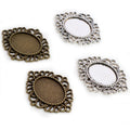 13x18mm Inner Size Bronze Antique Silver Plated Simple Style Cameo Cabochon Base Setting Charms Pendant Necklace Findings