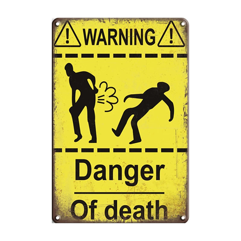 Warning Danger of Death Metal Poster Plaque Retro Iron Sign Vintage Hot Dogs Tin Plate Popcorn Painting Coffee Bar Kitchen Wall