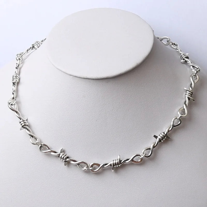 Small Wire Brambles Iron Unisex Choker Necklace Women Hip-hop Gothic Punk Style Barbed Wire Little Thorns Chain Choker Gifts