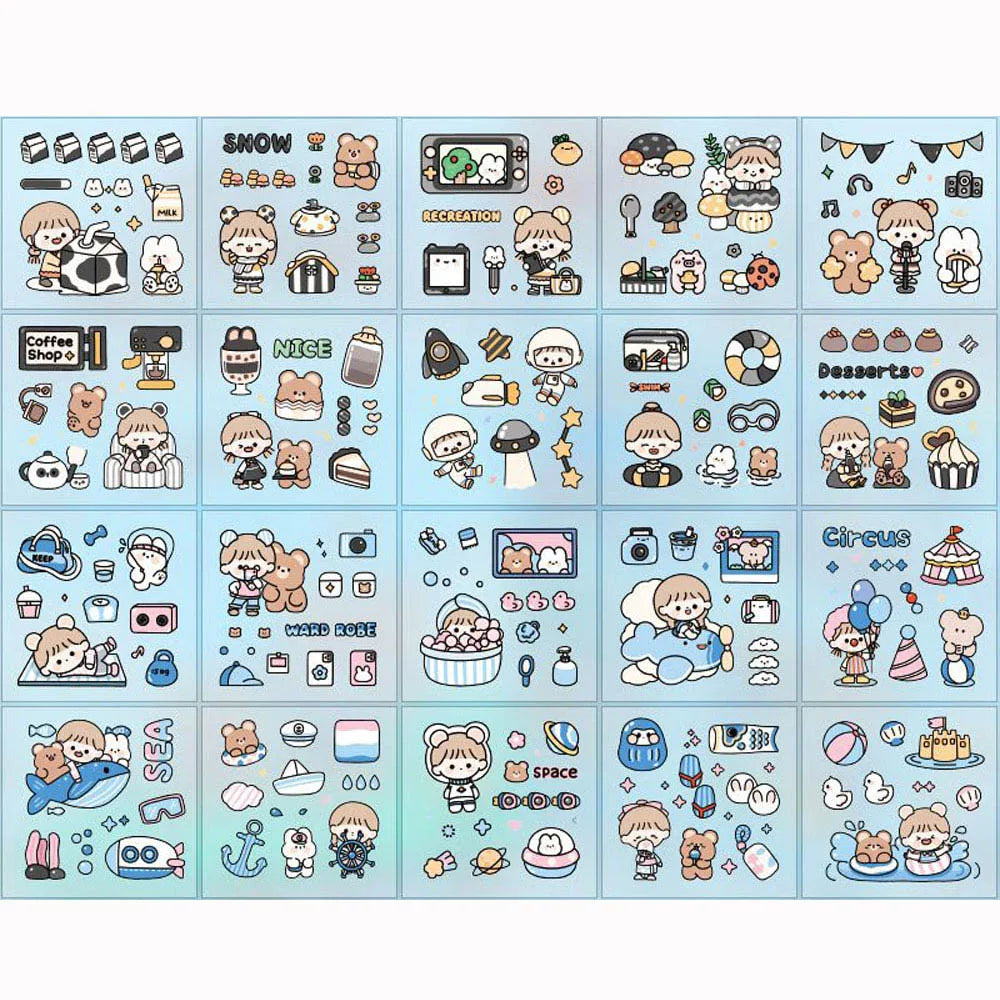 100Sheet/Bag Cute Cartoon for Diary Hand Account Decoration DIY Kawaii Stickers for Children Student Scrapbooking DIY