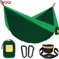 WOQI Portable Foldable Single and Double Camping Nylon Hammock Camping Essentials with Tree Straps and High-quality Hooks