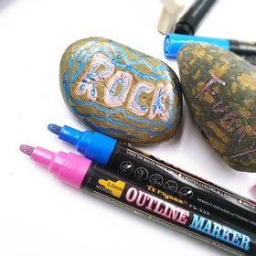 Flysea Outline Markers 3mm Tip Out-line Pen Double Line Markers Colored