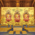 Buddha Hall Three Treasures Buddha Golden Lotus Background Mural Living Room Temple Buddhist Niche Hall Entrance Wallpaper