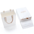 New Arrival Custom Logo Classic White Gift Shopping Bags Lamination Ribbon Handles Rivet Candle Use Wedding Kraft Paper Bags