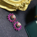 Wholesale African Luxury 925 Sterling Silver Gold Plated Emerald Stud Earrings for Women Party 2024 New Designer Inspired