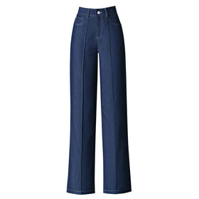 Women's High Waist Ankle Length Stretchable Single Button Straight-leg Denim Black Summer Jeans Designed for Comfort Wear