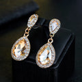 Glitter Champagne Drop Crystal Earrings Fashion Jewelry Alloy Rhinestone Dangle Earrings for Women