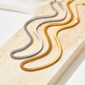 18K Gold Plated Snake Bone Chain Necklace Stainless Steel Double Side Flat Herringbone Necklace for Women